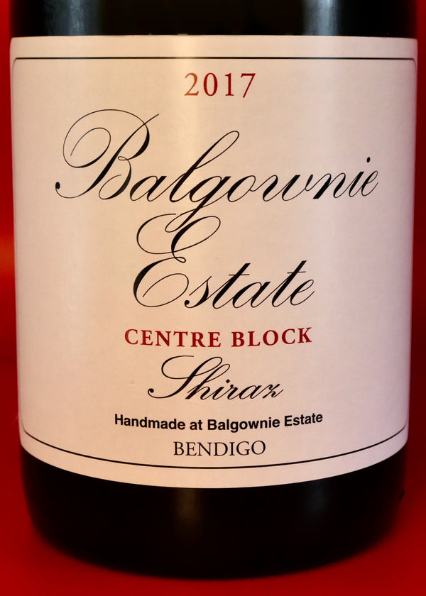 BALGOWNIE ESTATE CENTRE BLOCK SHIRAZ 2017 AUSTRALIAN RED WINE LABEL