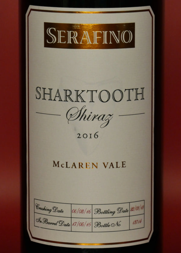 Serafino Sharktooth McLaren Vale Shiraz 2016 Australian Red Wine Label