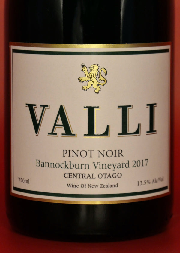 Valli Bannockburn Central Otago Pinot Noir 2017 Label